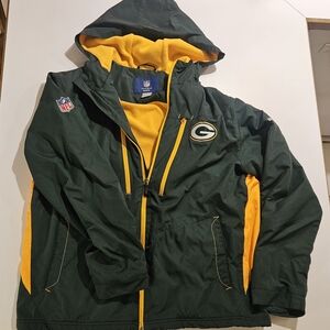 Green & Gold Kids Hooded NFL Team Jacket -